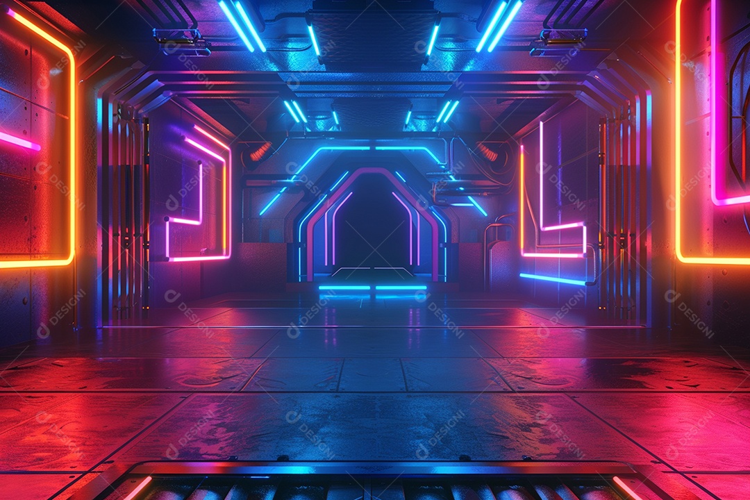 Conceito de vitrine futurista digital grátis cena de show vazia