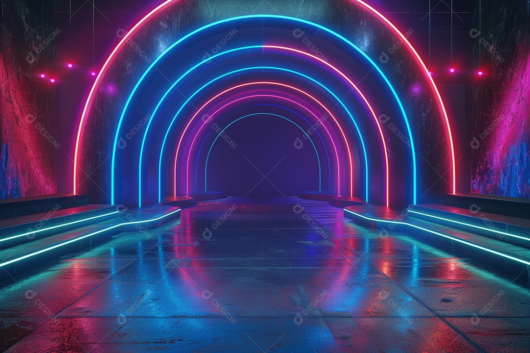 Conceito de vitrine futurista digital grátis cena de show vazia