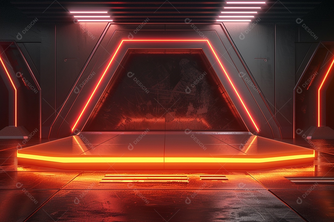 Conceito de vitrine futurista digital grátis cena de show vazia