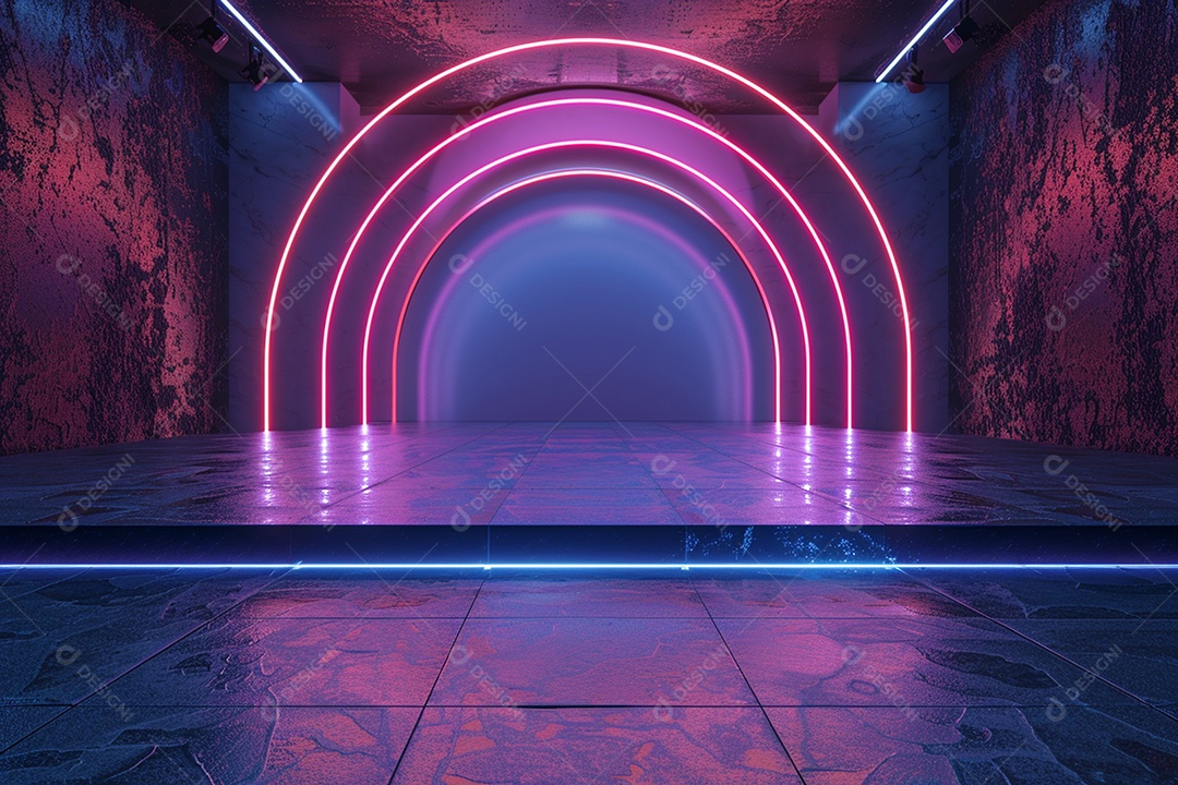 Conceito de vitrine futurista digital grátis cena de show vazia