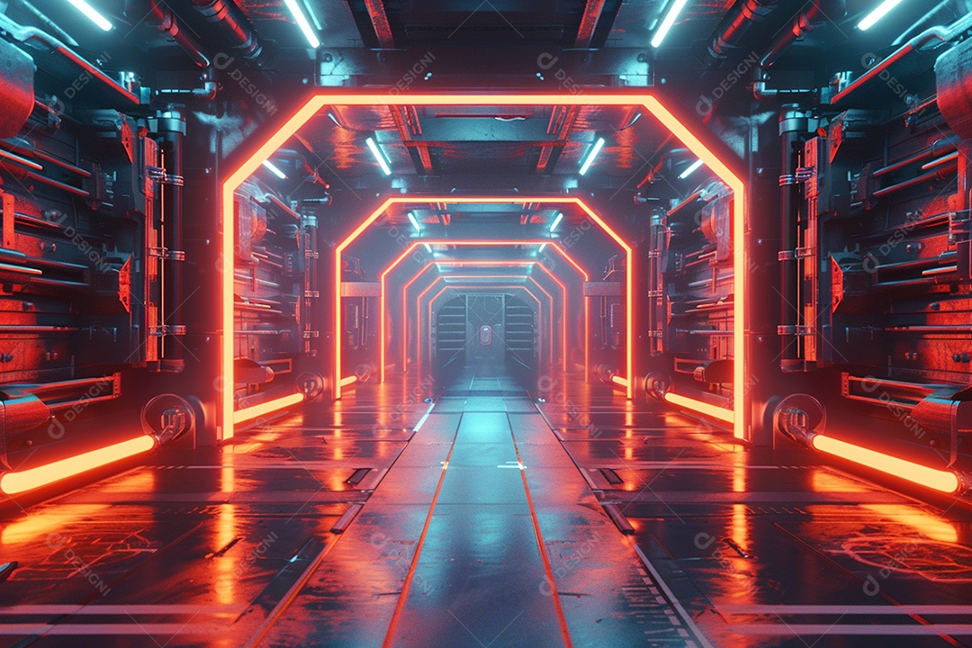 Conceito de vitrine futurista digital grátis cena de show vazia