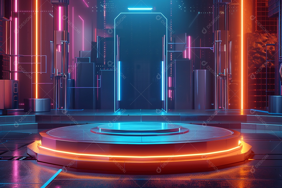 Conceito de vitrine futurista digital grátis cena de show vazia