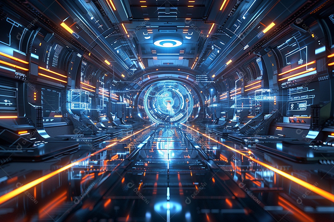 Conceito de vitrine futurista digital grátis cena de show vazia