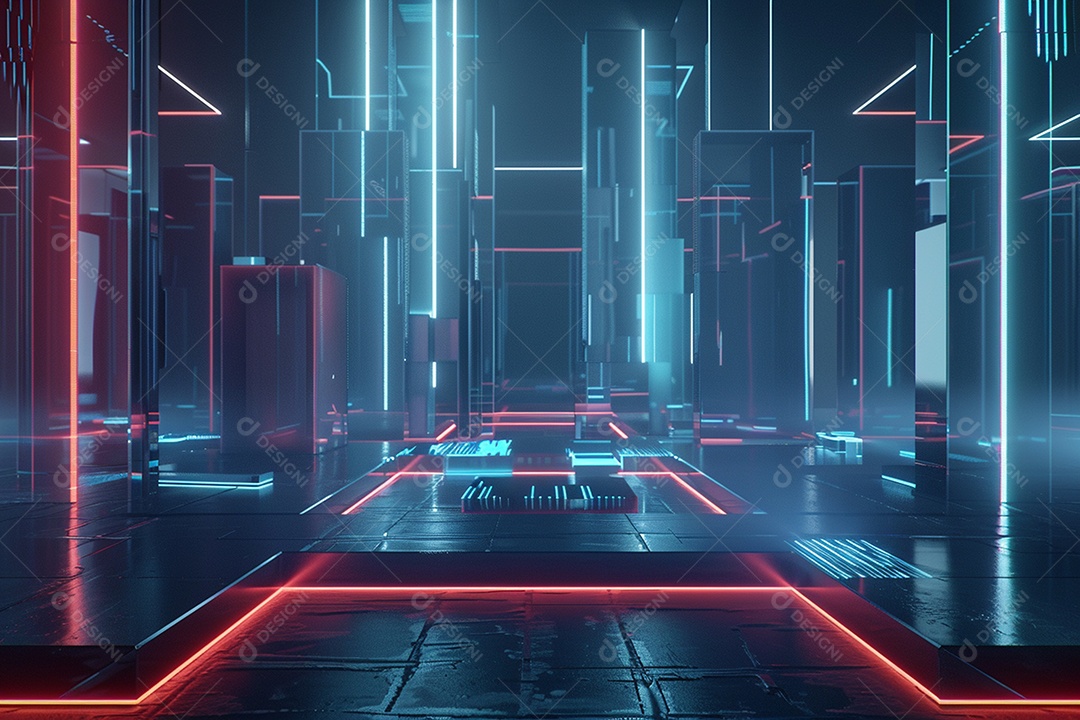 Conceito de vitrine futurista digital grátis cena de show vazia