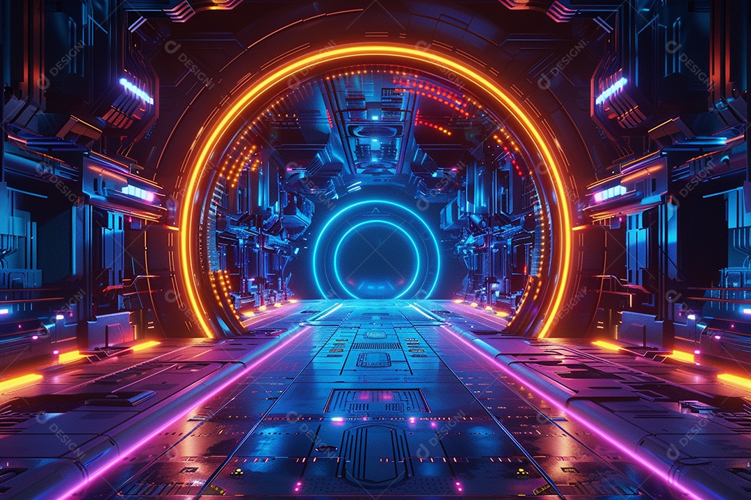 Conceito de vitrine futurista digital grátis cena de show vazia