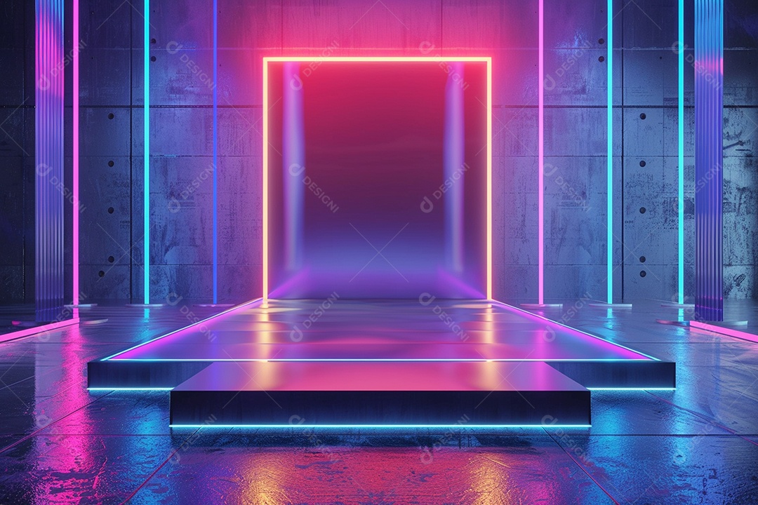 Conceito de vitrine futurista digital grátis cena de show vazia