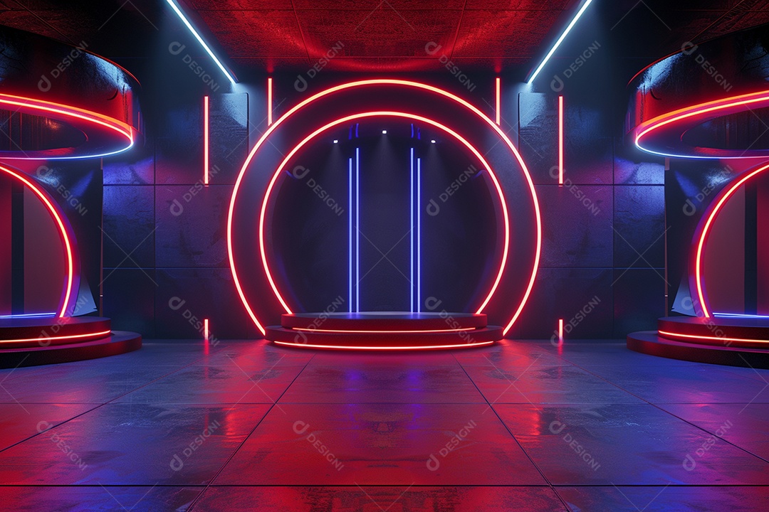 Conceito de vitrine futurista digital grátis cena de show vazia