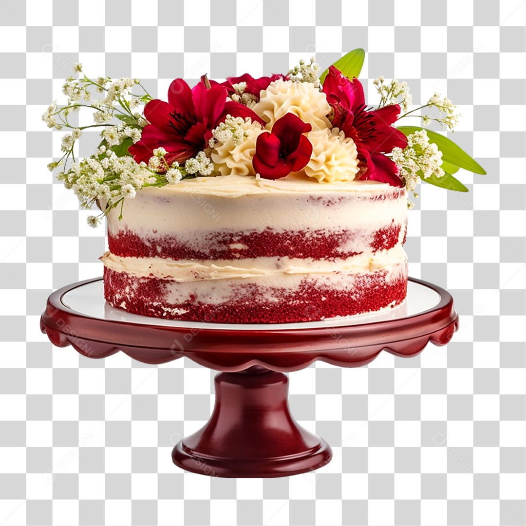Bolo Veludo Vermelho PNG Transparente