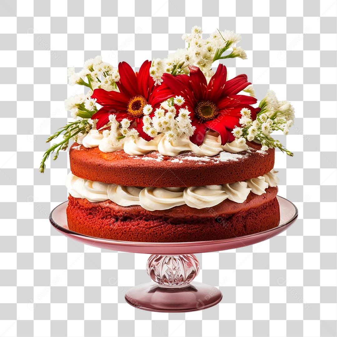 Bolo Veludo Vermelho PNG Transparente