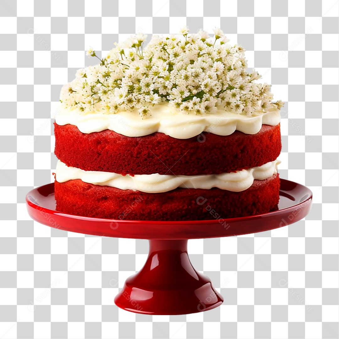 Bolo Veludo Vermelho PNG Transparente