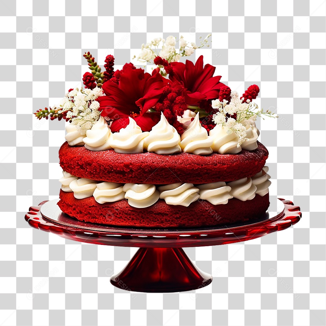 Bolo Veludo Vermelho PNG Transparente