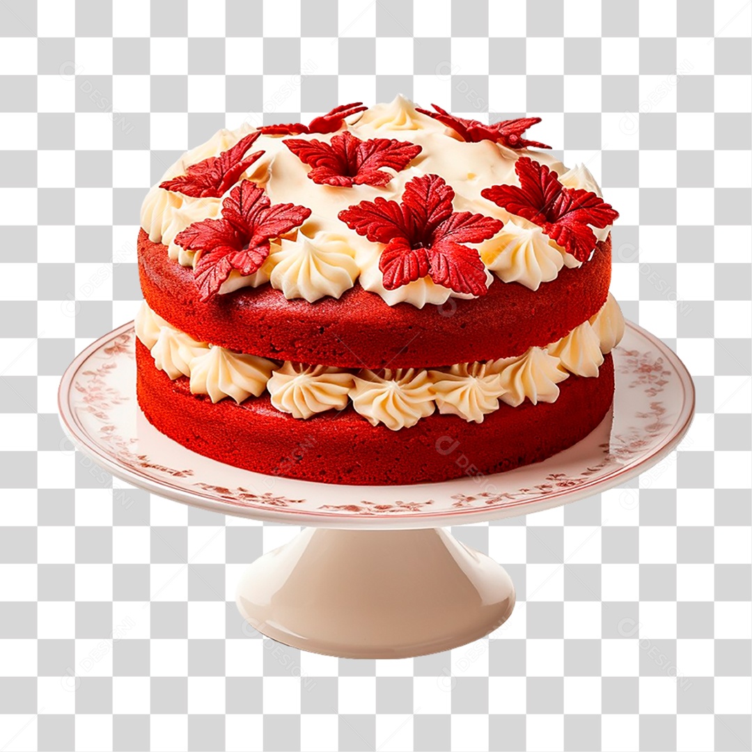 Bolo Veludo Vermelho PNG Transparente