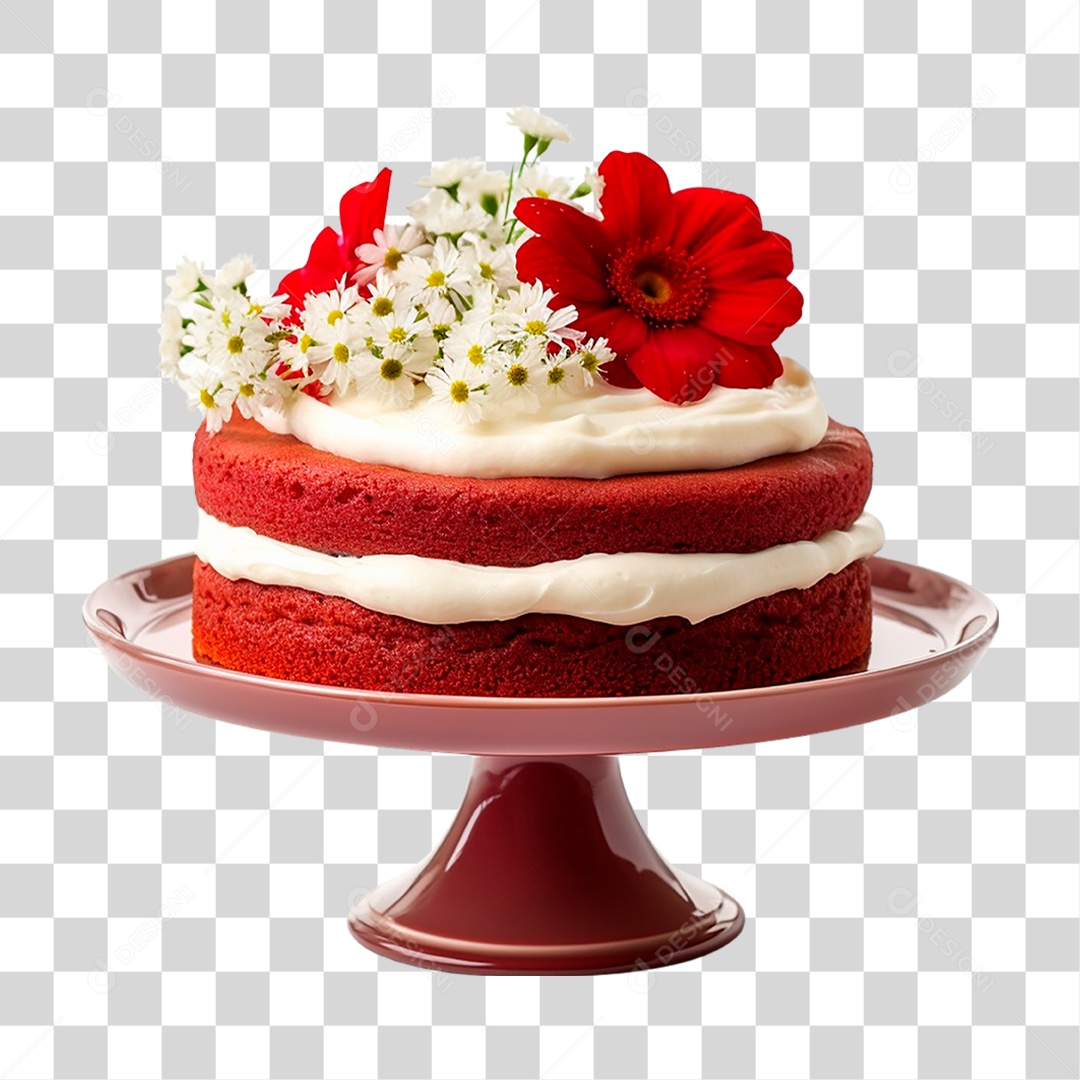 Bolo Veludo Vermelho PNG Transparente