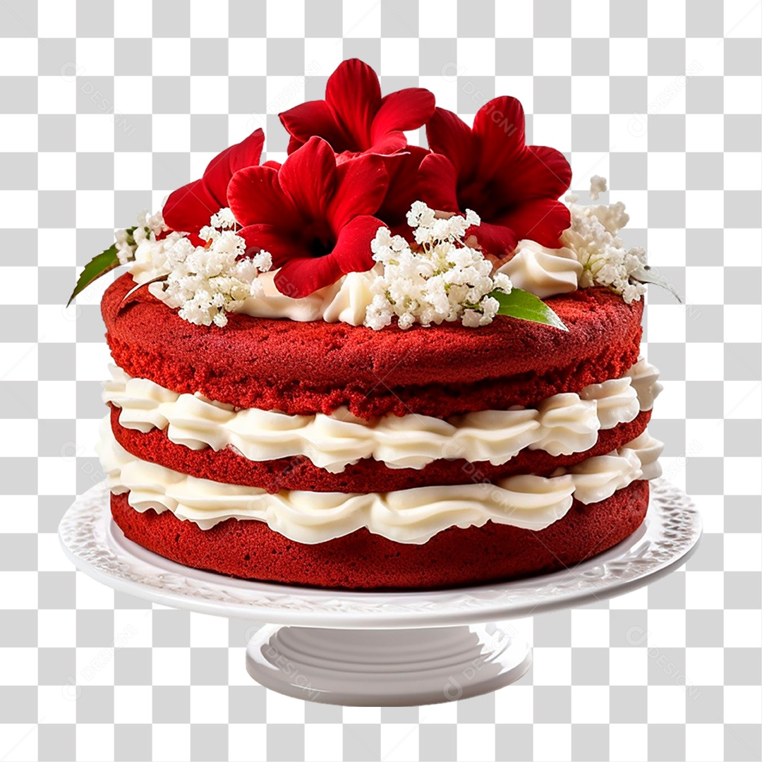 Bolo Veludo Vermelho PNG Transparente