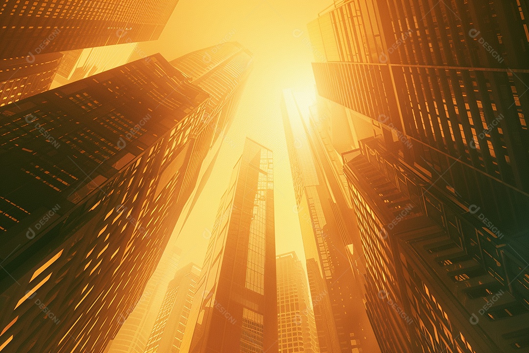 Imagem tonificada de prédios de escritórios modernos e sucata do céu