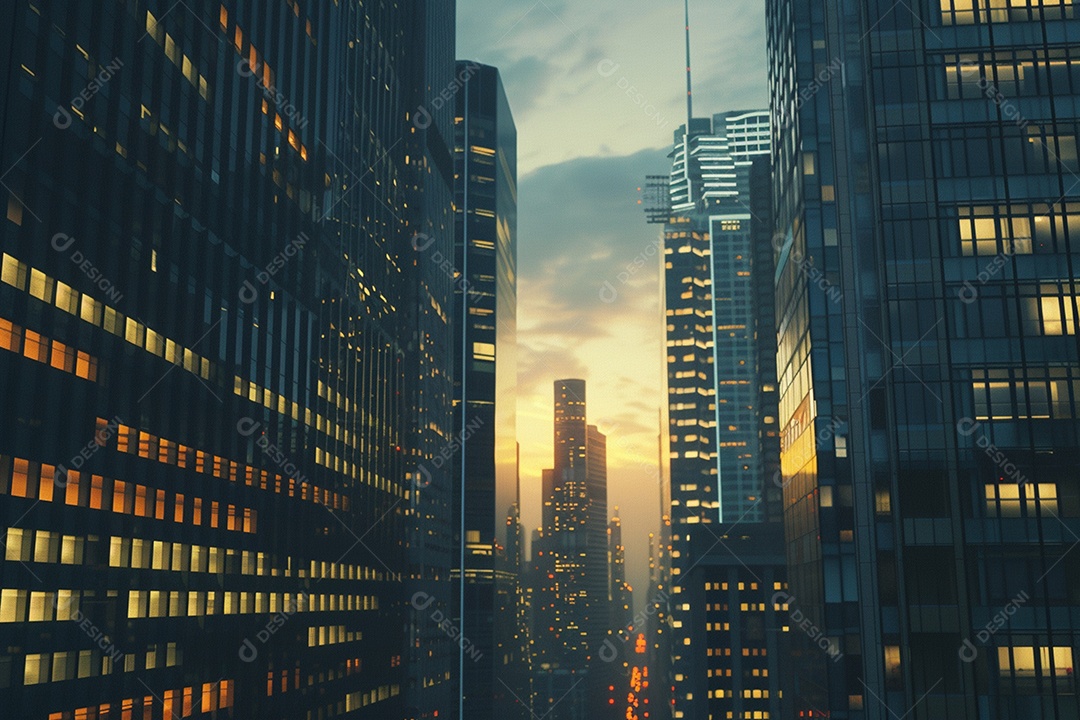 Imagem tonificada de prédios de escritórios modernos e sucata do céu