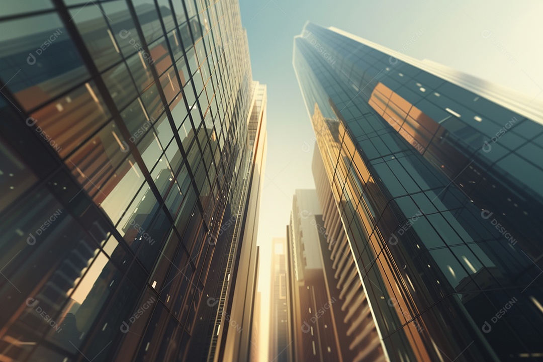 Imagem tonificada de prédios de escritórios modernos e sucata do céu