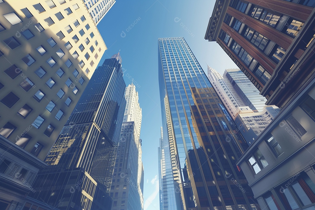 Imagem tonificada de prédios de escritórios modernos e sucata do céu