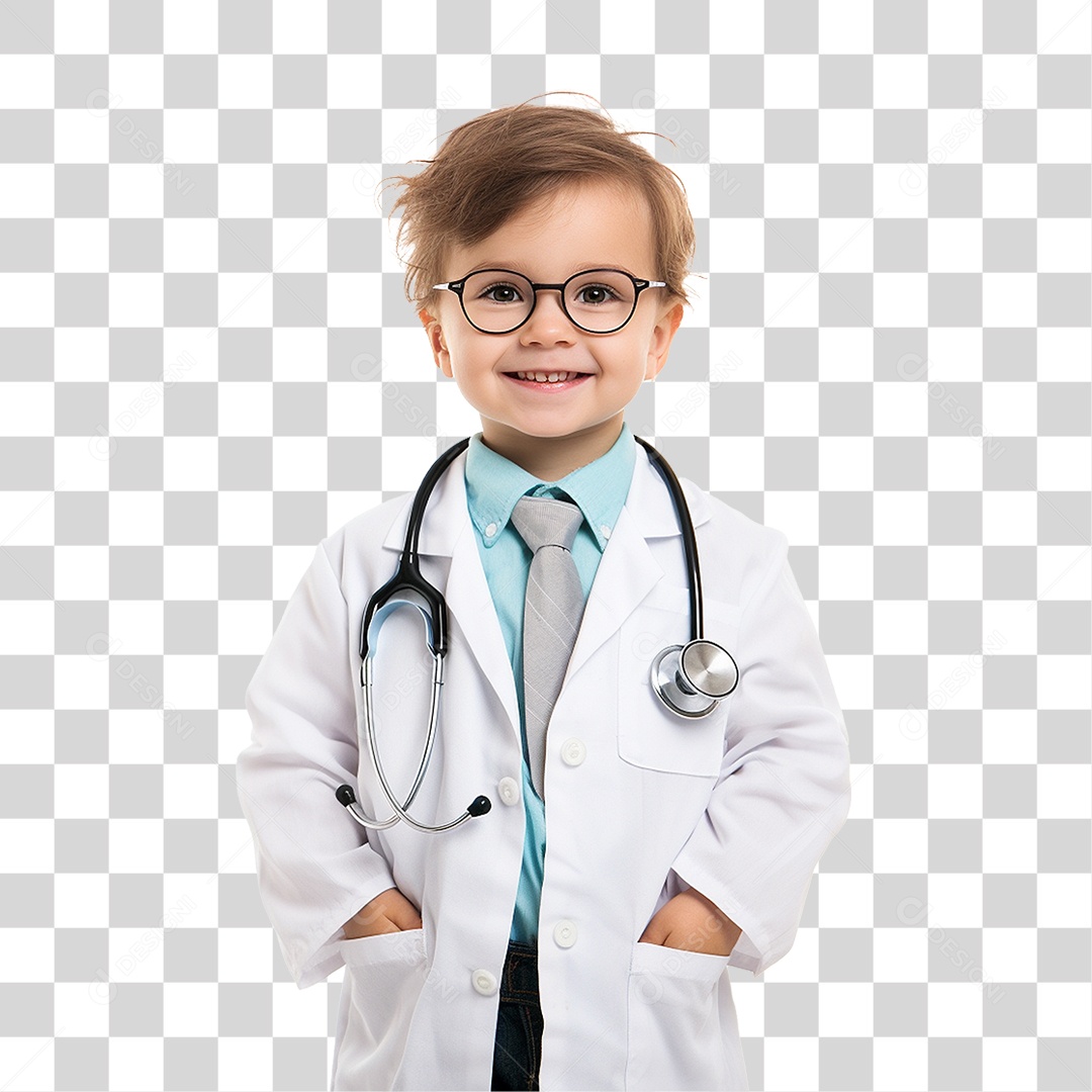 Criança com Fantasia Doutor Médico PNG Transparente