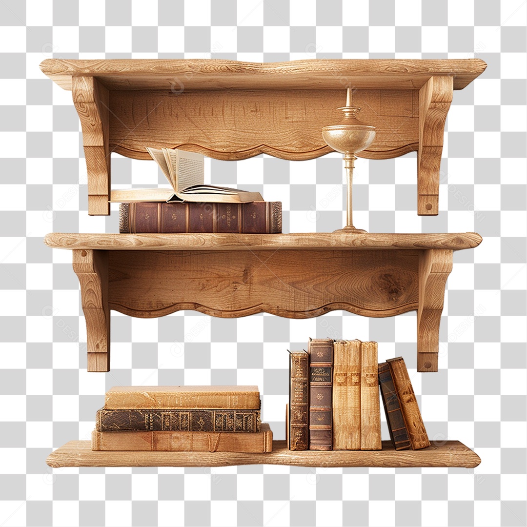 Prateleira de Madeira PNG Transparente