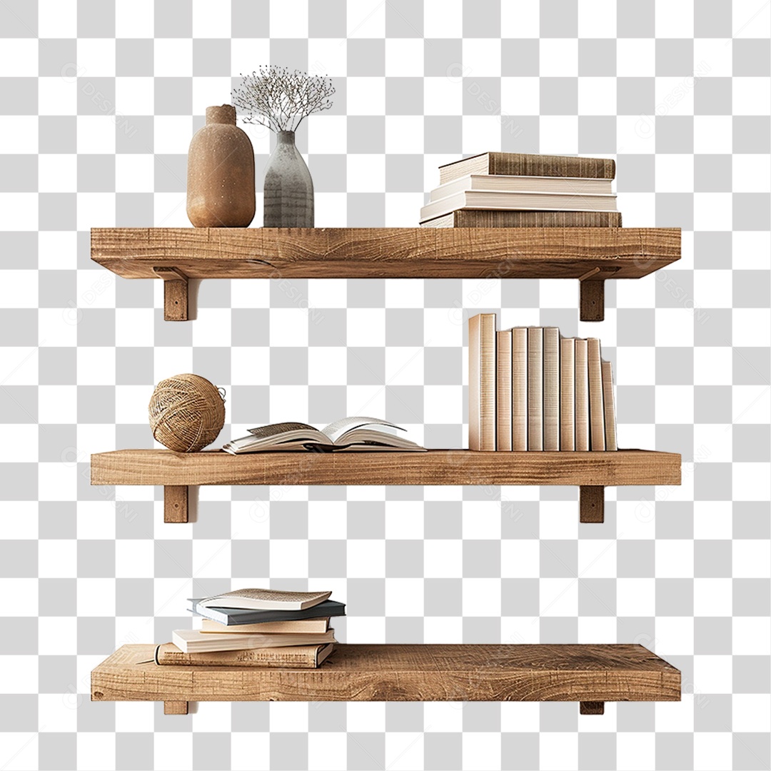 Prateleira de Madeira PNG Transparente