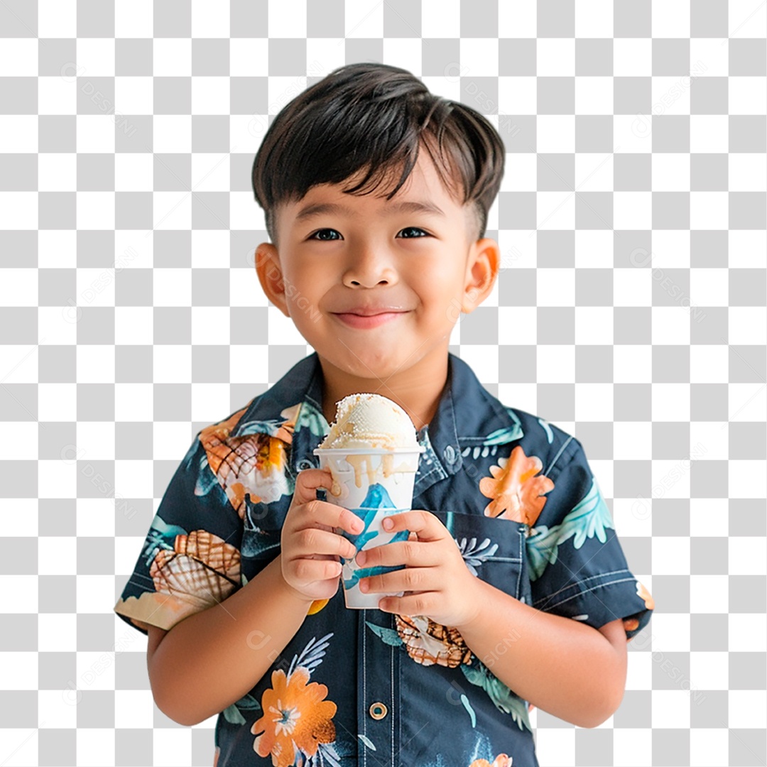 Menino Tomando Sorvete PNG Transparente