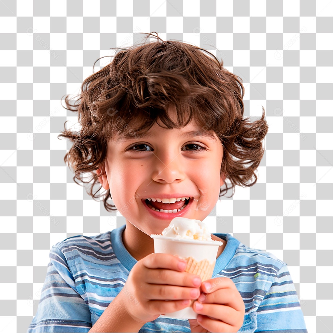 Menino Tomando Sorvete PNG Transparente