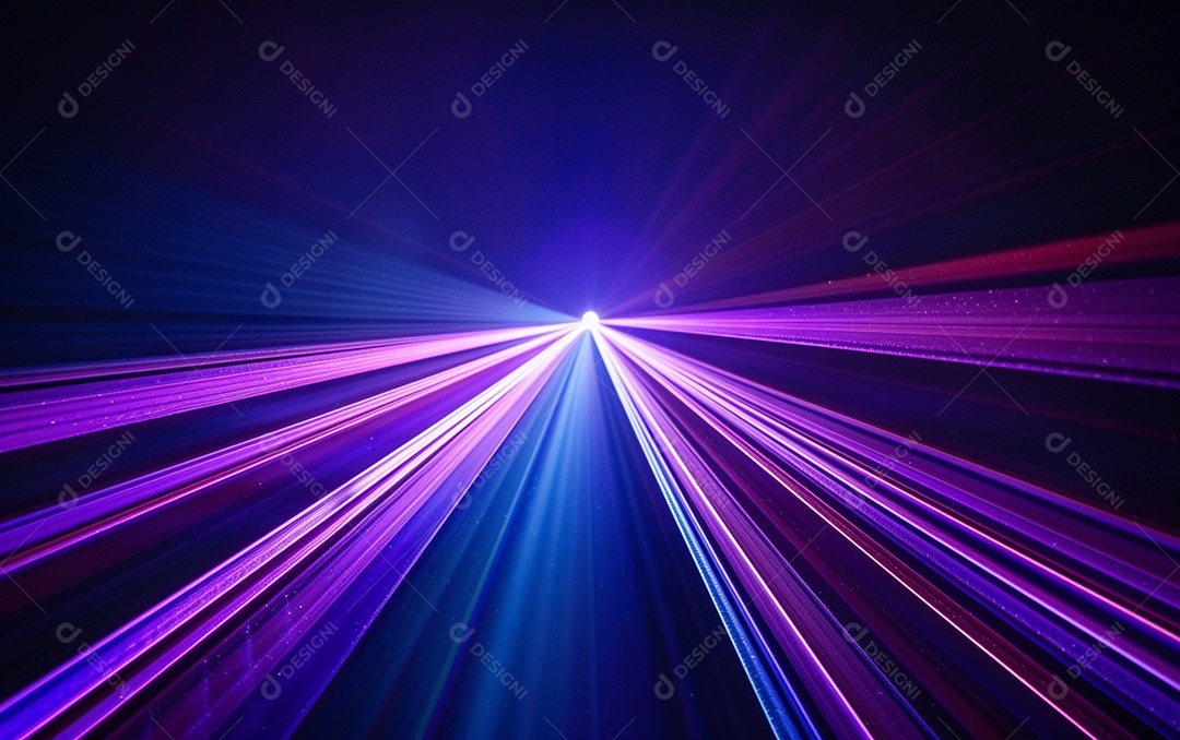 Feixes azuis e violetas de luz laser brilhante brilhando