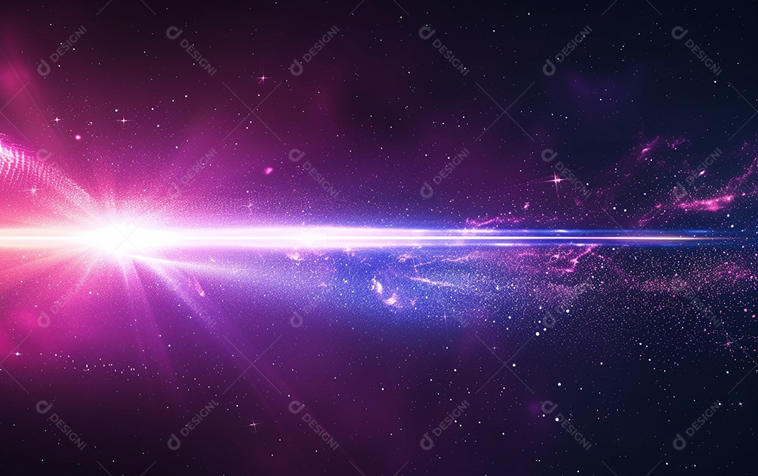 Feixes azuis e violetas de luz laser brilhante brilhando