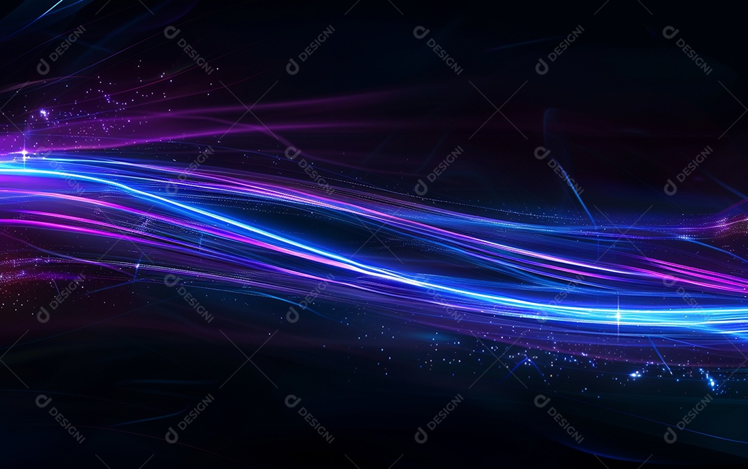 Feixes azuis e violetas de luz laser brilhante brilhando