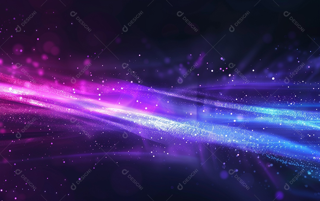 Feixes azuis e violetas de luz laser brilhante brilhando