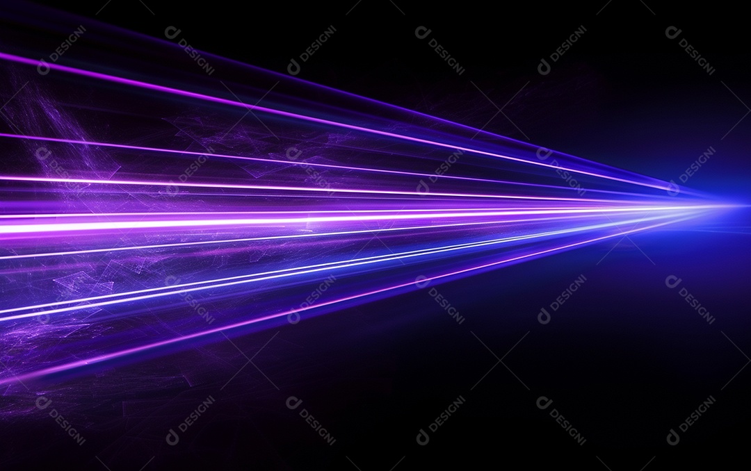 Feixes azuis e violetas de luz laser brilhante brilhando
