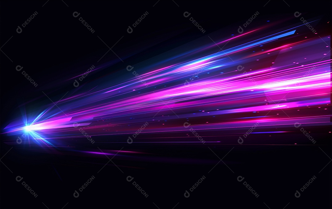 Feixes azuis e violetas de luz laser brilhante brilhando