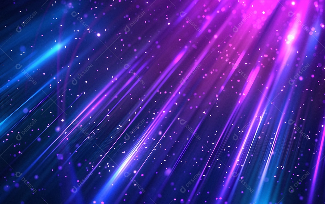 Feixes azuis e violetas de luz laser brilhante brilhando