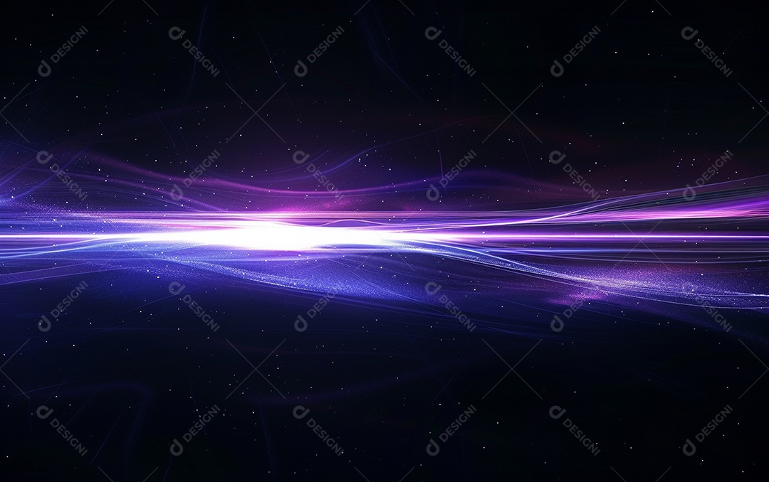 Feixes azuis e violetas de luz laser brilhante brilhando