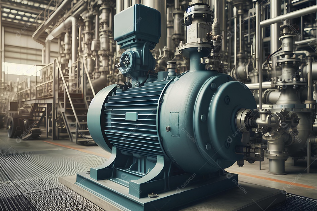 Grande motor de bomba de água usado em plantas industriais