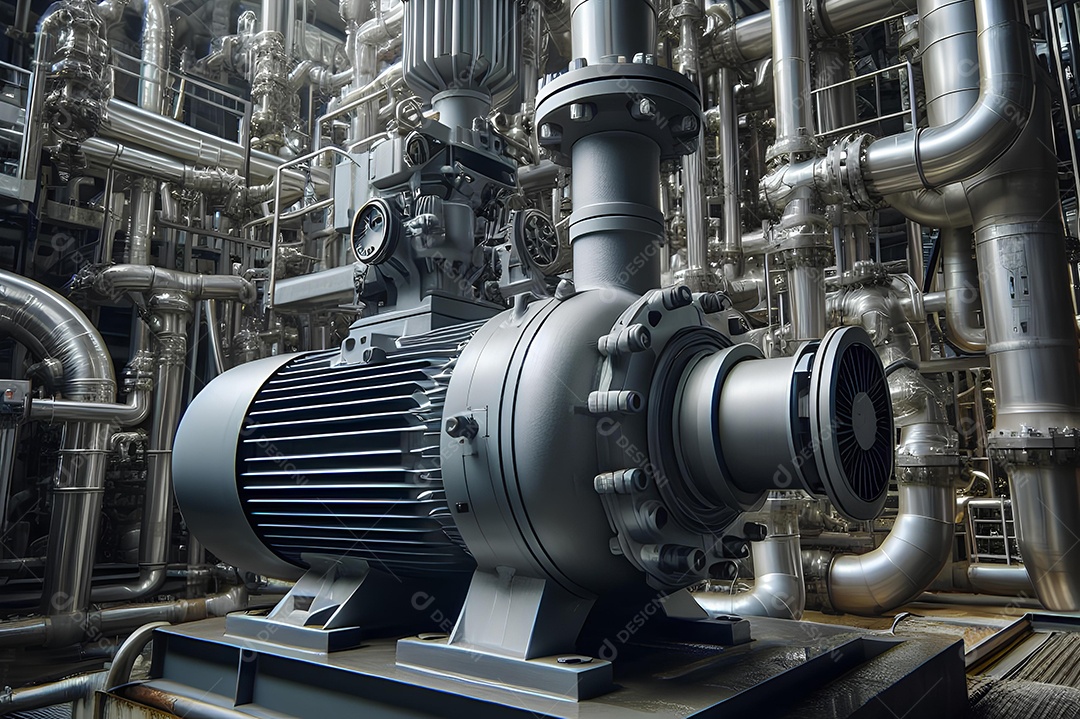 Grande motor de bomba de água usado em plantas industriais