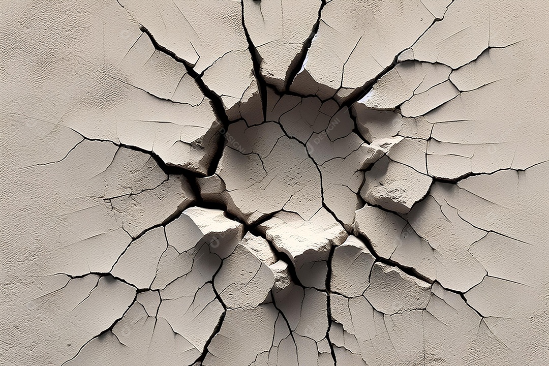 Buracos e fissuras em paredes de cimento