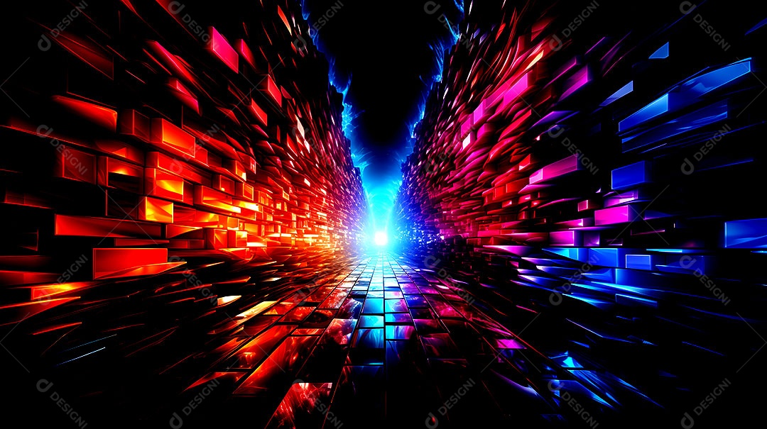 Fundos de neon com luzes de neon em um túnel