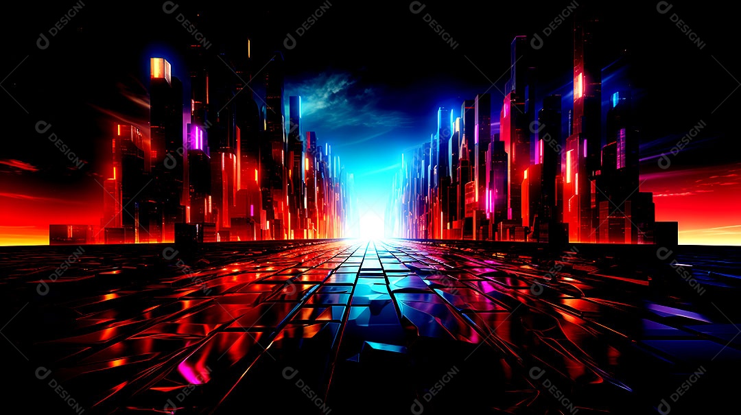 Fundos de neon com luzes de neon em um túnel