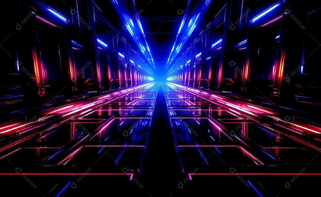 Fundos de neon com luzes de neon em um túnel