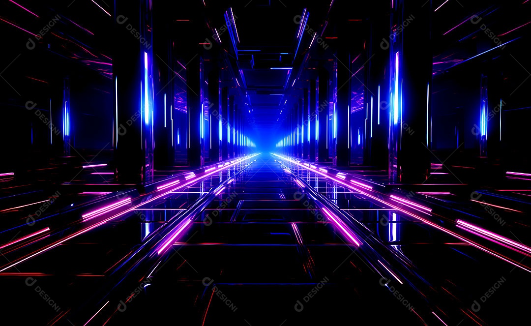 Fundos de neon com luzes de neon em um túnel