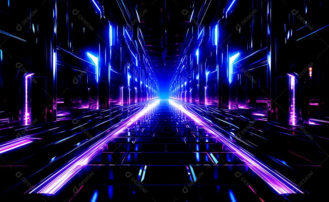 Fundos de neon com luzes de neon em um túnel