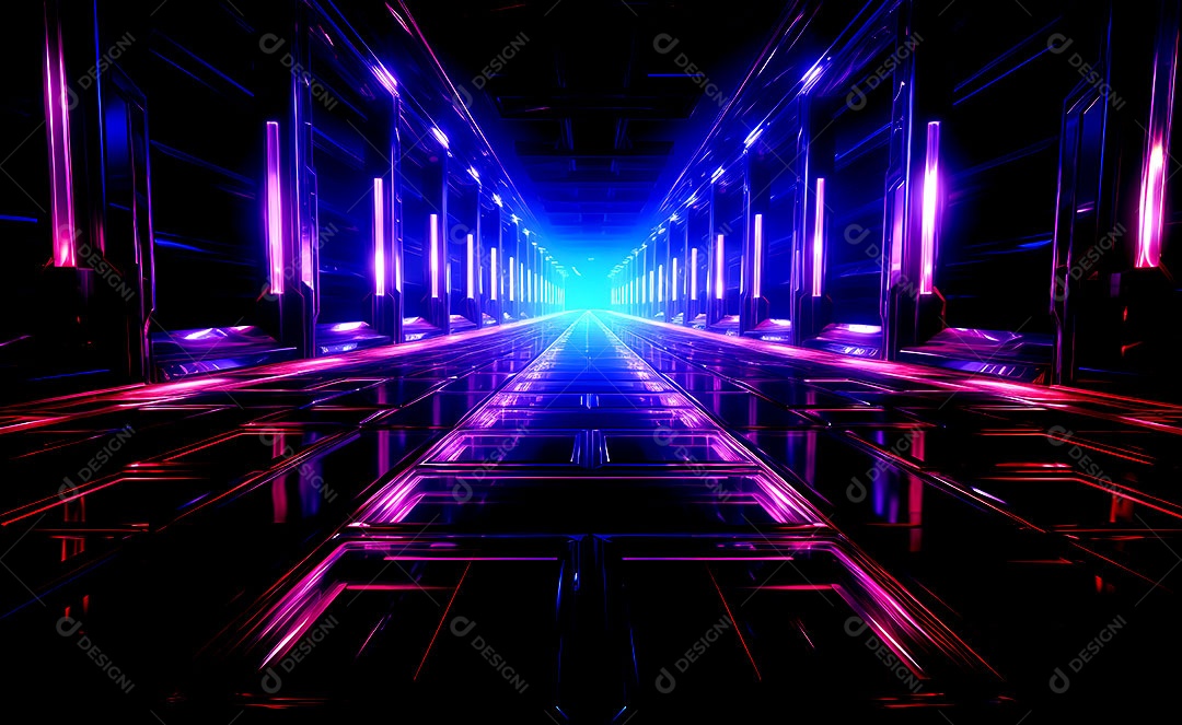 Fundos de neon com luzes de neon em um túnel