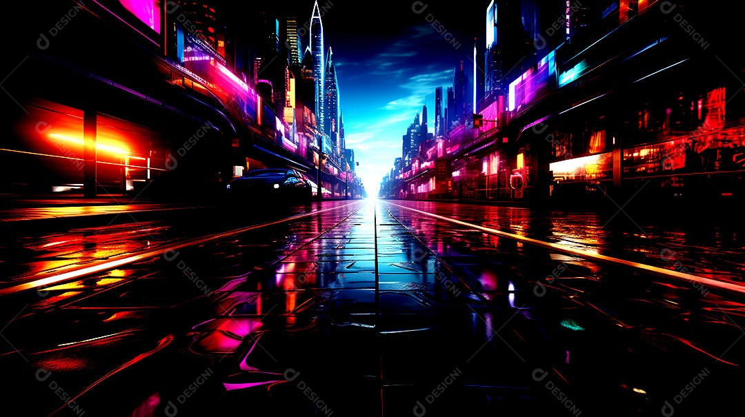 Fundos de neon com luzes de neon em um túnel