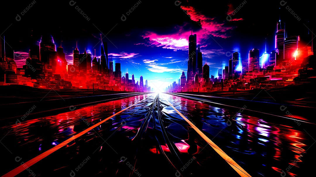 Fundos de neon com luzes de neon em um túnel