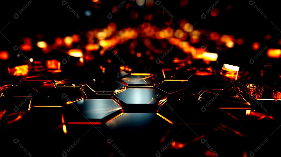 Fundo abstrato com estrutura de hexágonos uma composição tecnológica colorida