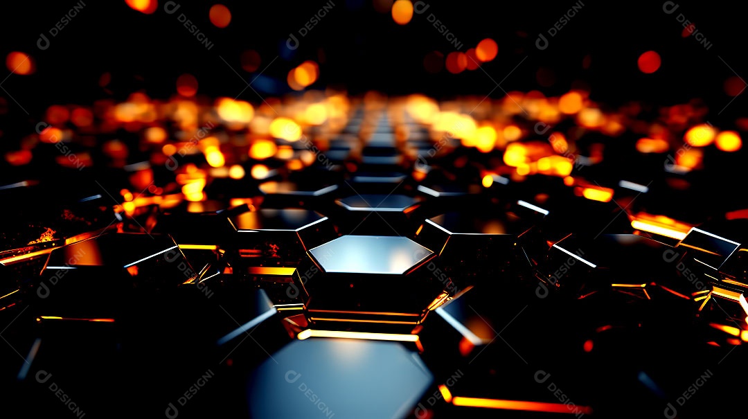 Fundo abstrato com estrutura de hexágonos uma composição tecnológica colorida