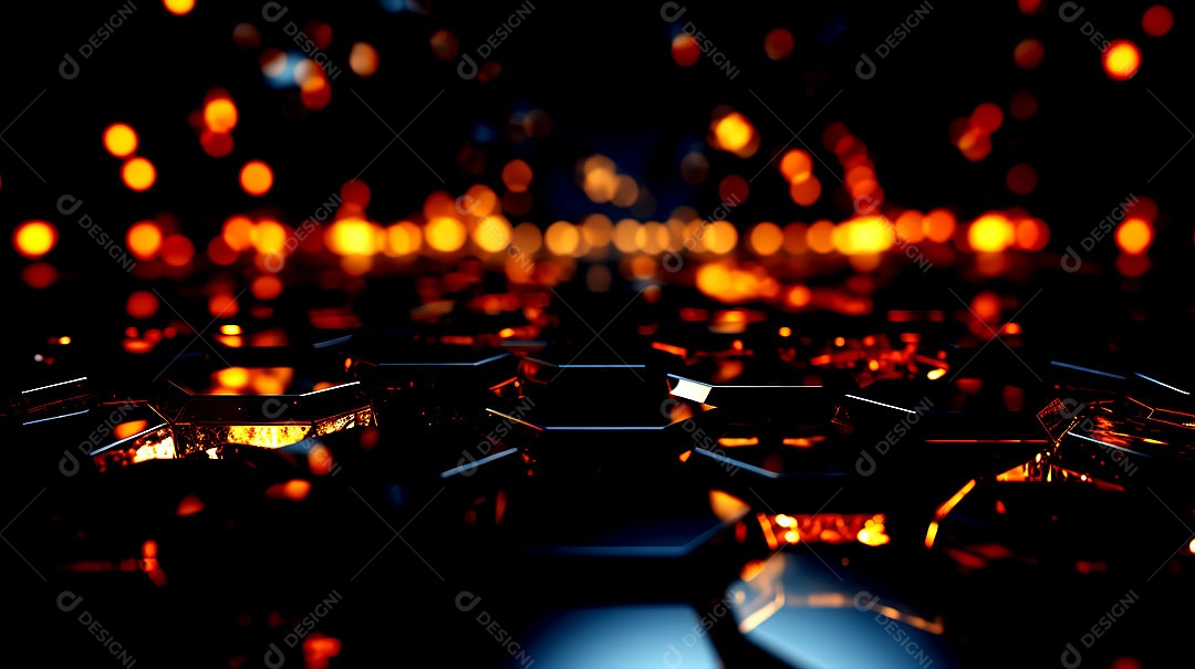 Fundo abstrato com estrutura de hexágonos uma composição tecnológica colorida