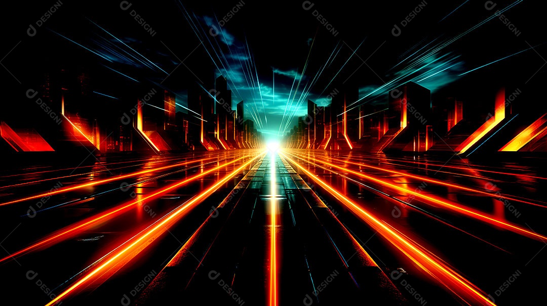 Fundo abstrato com luzes de neon uma composição tecnológica colorida